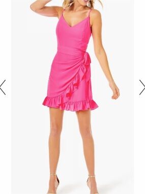 Lilly Pulitzer Pink Ruffle Alisa Wrap Dress Size 2